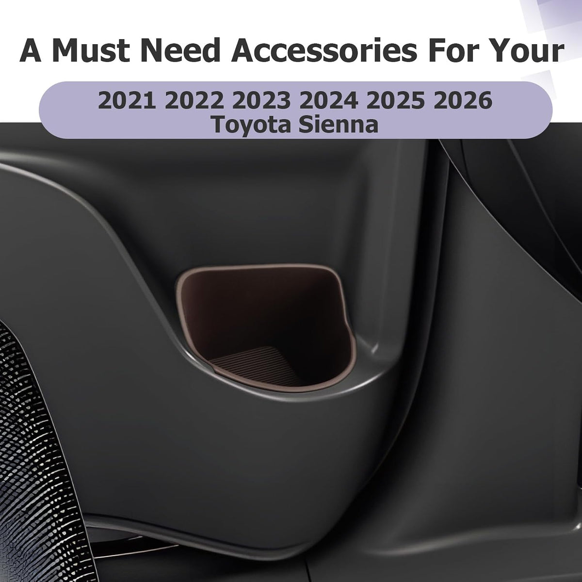 LUWU Cup Holder Compatible with 2021 2022 2023 2024 2025 2026 Toyota Sienna Accessories Rear Seat Door Side Silicone Cup Holder Insert Sienna 2026 Accessories 2-Pack