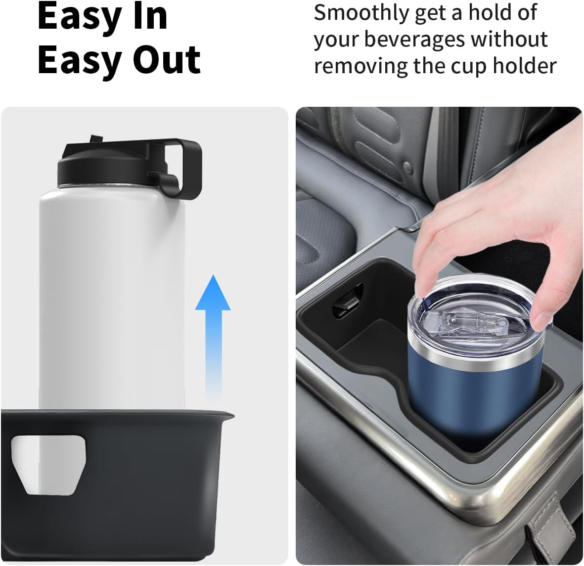 Second Row Console Cup Holder Insert for 2022-2026 Rivian R1S & R1T Accessories, Rear Armrest Cupholder Silicone Accessories
