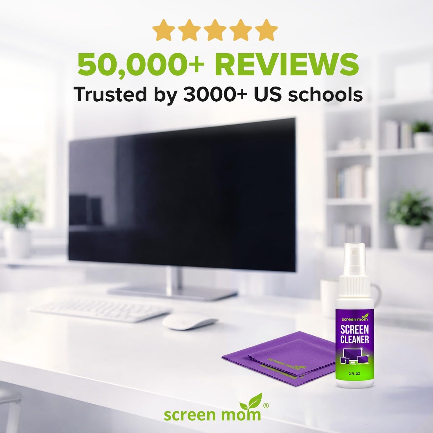 Screen Cleaner Spray and 2 Microfiber Cloths - 2oz Bottle by Screen Mom-Screen Cleaner Spray and Wipe for TV, Computer, Phone, iPad, Car Screen Cleaning Kit Electronic Cleaner Spray