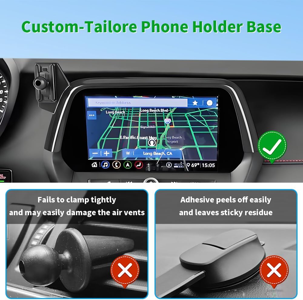 Qi2.2 Max 25W Fast Wireless Car Charger Phone Holder for Chevrolet Chevy Camaro 2016 2017 2018 2019 2020 2021 2022 2023 2024 Auto Accessories Magnetic Cell Phones Mount Compatible with MagSafe