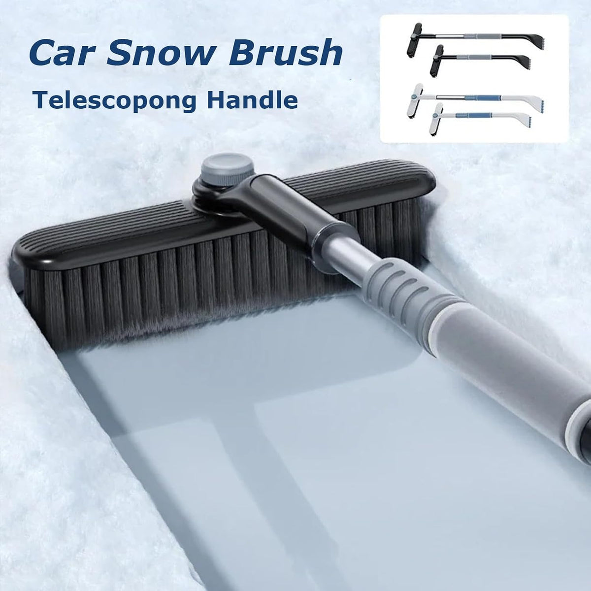 3 In 1 Snow Brush and Ice Scraper for Car Windshield EOHMAK Extendable Snow Removal 360° Pivoting Vehicle Winter Shovel Brush Snow Scraper with Long Handle(Gray)