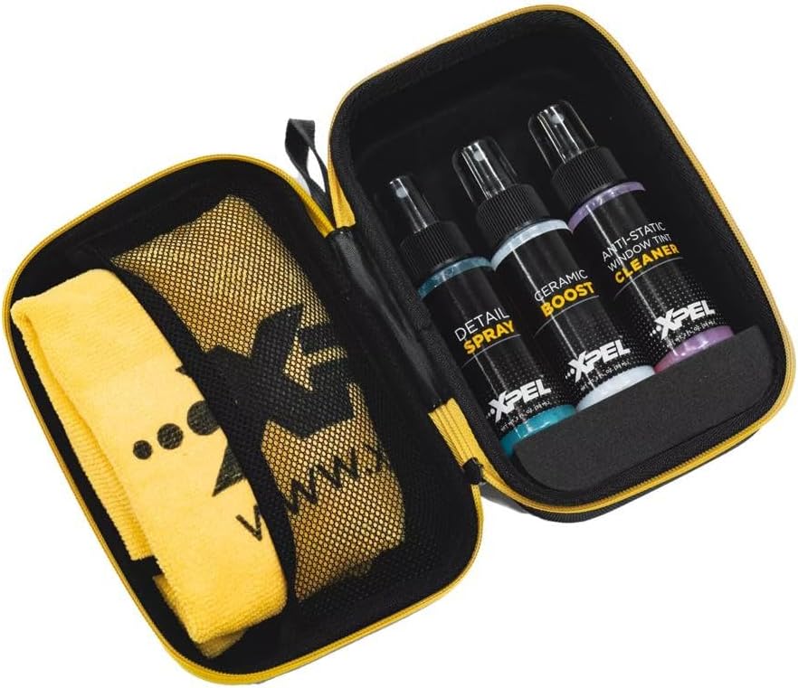 XPEL 3-Pack New Car Care Kit – Ceramic & Waterless Detailing for Paint, PPF & Glass | Ceramic Boost, Waterless Detail Spray, Streak-Free Glass Cleaner & Premium Microfiber Towel in Branded Case