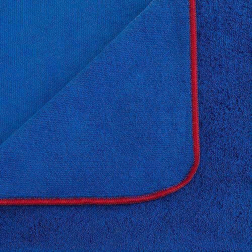 Detailer's Preference Dual Pile 400 GSM Microfiber Towels with Red Trim, All-Purpose Terry Weave Cleaning Cloths for Auto, Home, Boat, Scratch-Free & Reusable, 16x24 Inches, 12-Pack