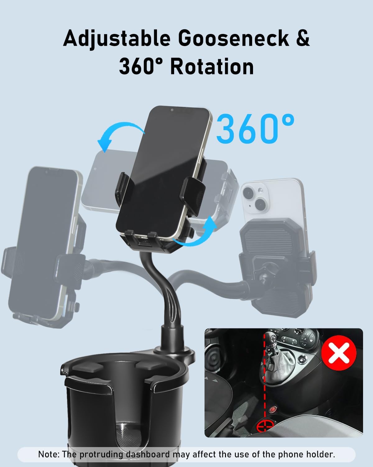Belinous Car Cup Holder Expander with Phone Holder
