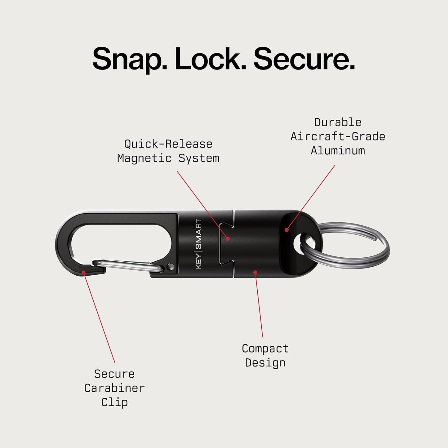 KeySmart MagConnect Pro Magnetic Key Holder for Purse, Key Chains for Car Keys - Detachable Key Ring Quick Release Keychain