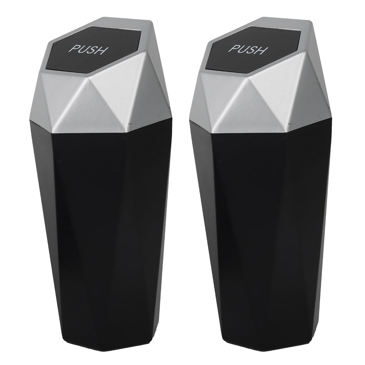 Car Trash Can Bin,Small Garbage Can with Lid,Automotive Cup Holder Mini Cars Trashcan,Portable Door Trash Cans,Car Essentials Gadgets Dustbin (2Pcs, Silver)