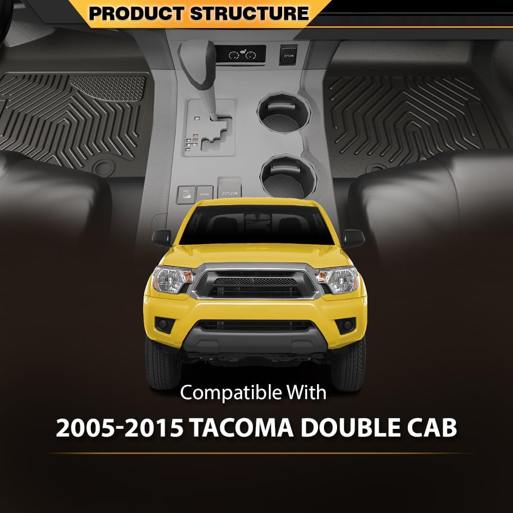 G-PLUS TPE Cargo Liners Fit Toyota Tacoma Double Cab 2005-2015