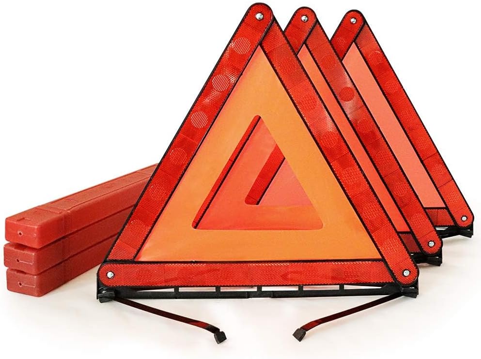 PGM Warning Triangle Reflective Kit, 3 Pack, DOT Approved Emergency Road Safety Signs with Storage Case