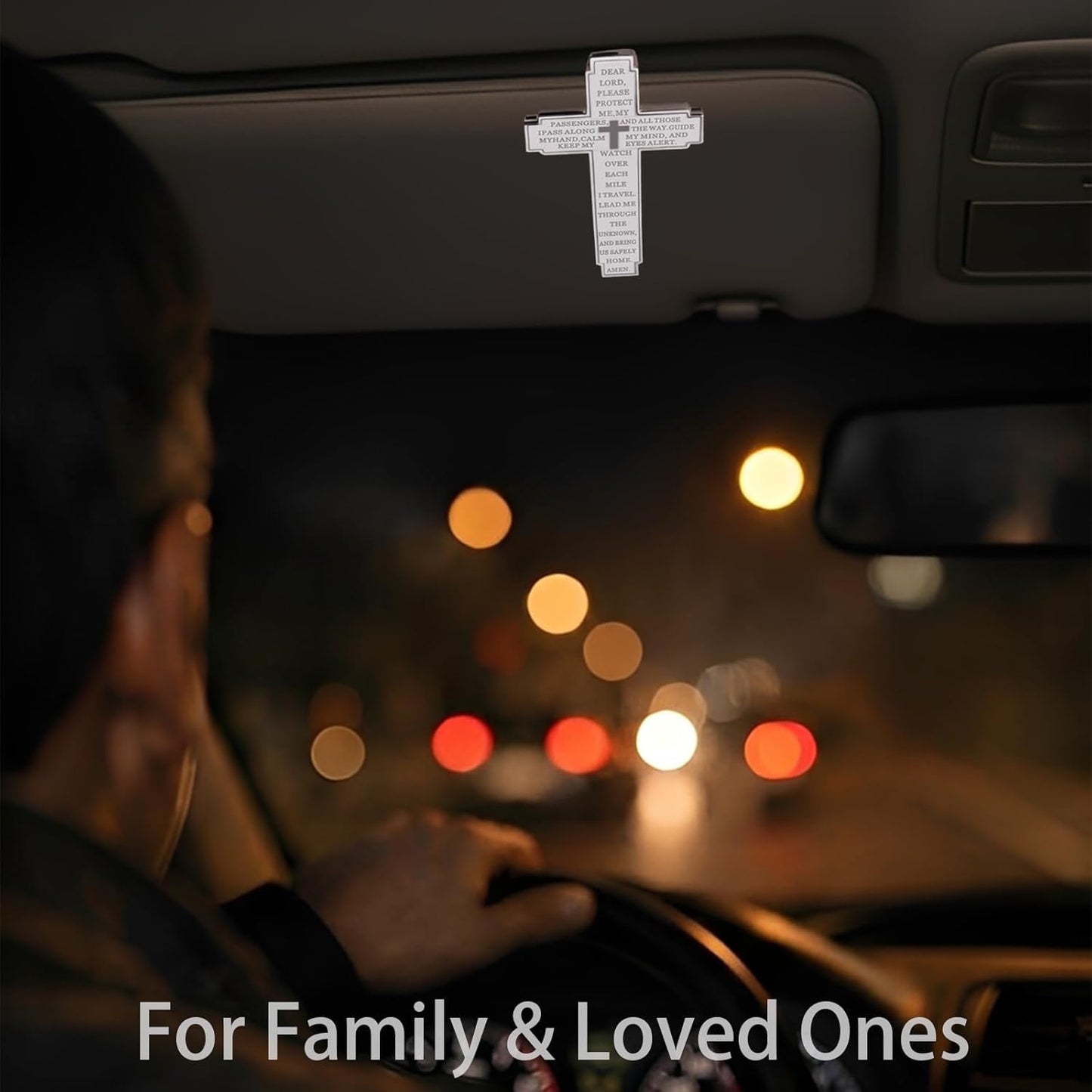 2 Pack Drive Safe Visor Clip for Car, Christian Cross Car Accessory, Religious Cross Visor Ornament for Drivers, Spiritual Car Charm Gift Idea, Silver