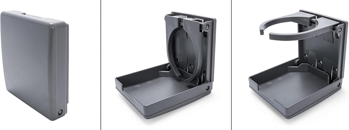 Camco Camper/RV Drink Holder-Features Adjustable Space-Saving Design & Holds Almost Any Size Mug, Cup, Bottle or Can-Extra Cup Holder for Cars, Trucks, RVs, Vans, Boats, and More- 2-Pack, Gray (44047)