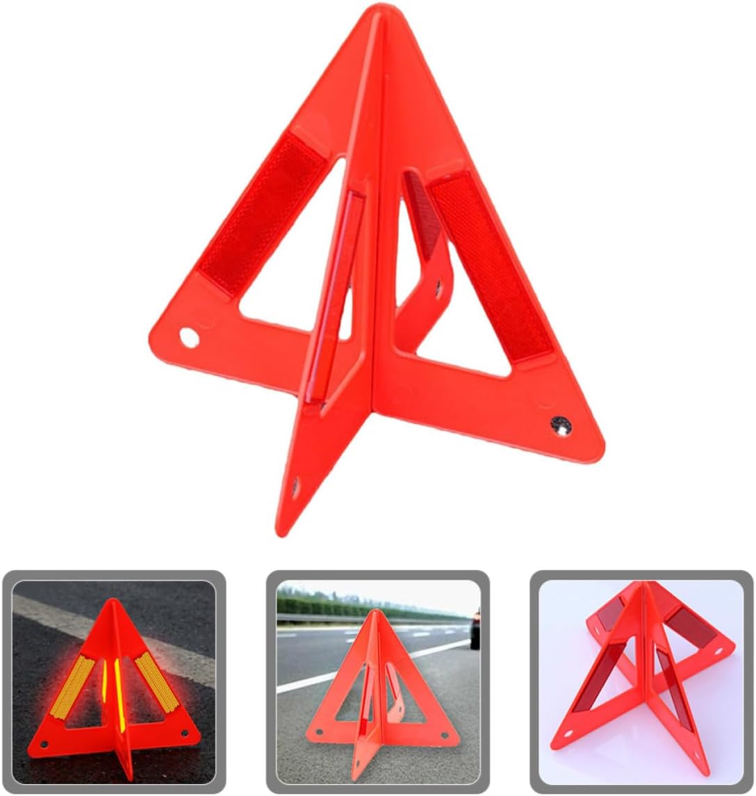 3pcs Collapsible Roadside Warning Triangle, Orange PVC Reflective Sign