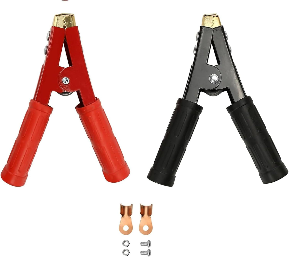 2PCS Battery Jumper Cable Clamps, Alligator Clip Jumper Cable End Boost Clamp Set - Heavy Duty Pure Copper Car Battery Clamps 1000A Capacity, Insulated Parrot Clips Red & Black