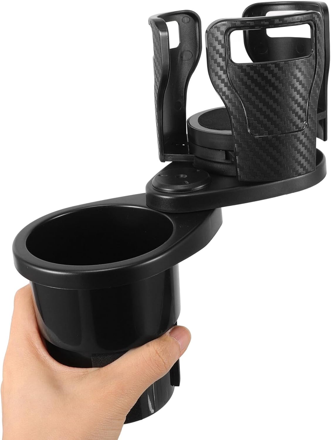 Cabilock Car Cup Holder Expander with 360° Rotating Dual Storage, Adjustable Auto Cup Holder Extender and Food Tray Organizer for Vehicle Drink and Snack Use