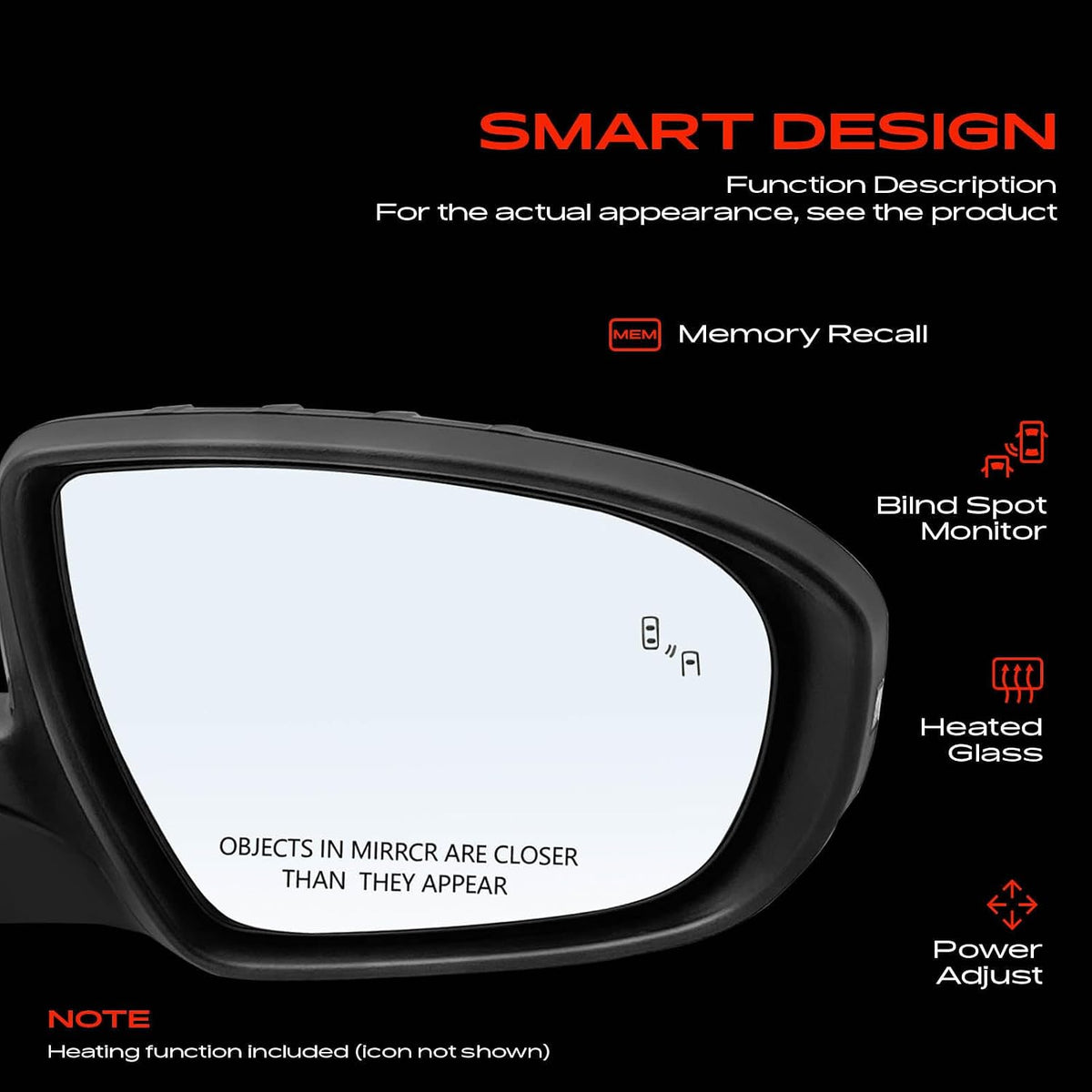 A-Premium Passenger Side Power Door Mirror Compatible with Kia