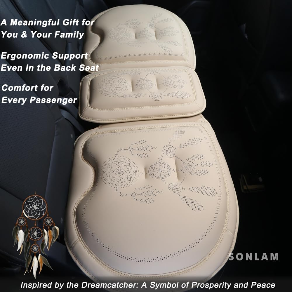 Comfort Dreamcatcher Car Seat Cushion Non-Slip - Relaxing, Optimal Support & Posture for Long Drive (Front Seats (Beige))