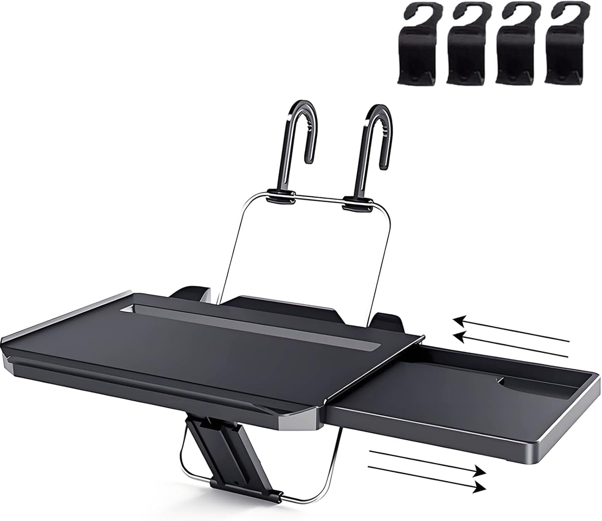 Black 2-in-1 Car Steering Wheel Laptop Holder & Backseat Tray with Adjustable Multipurpose Desk Car Accessories for Eating, Writing, Laptop Work with Cup Holder - Ideal for Constant Travelers