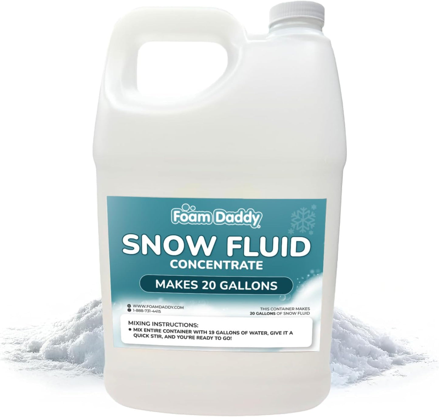 Snow Machine Liquid Concentrate – Produces 5 Gallons of Fluffy Realistic Snow – Works with All Snow Machines – Safe, Hypoallergenic, Unscented, Non-Staining Fluid by FoamDaddy – 32 oz