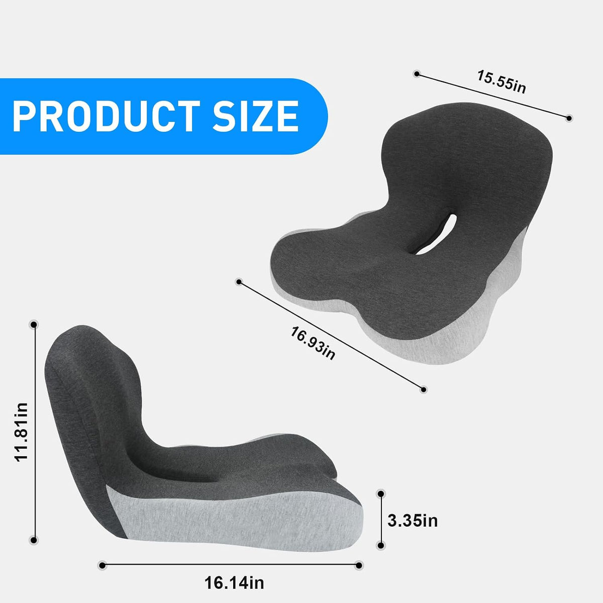Denchy Memory Foam Car Seat Cushion with Back Support, Truck Driver Cushion