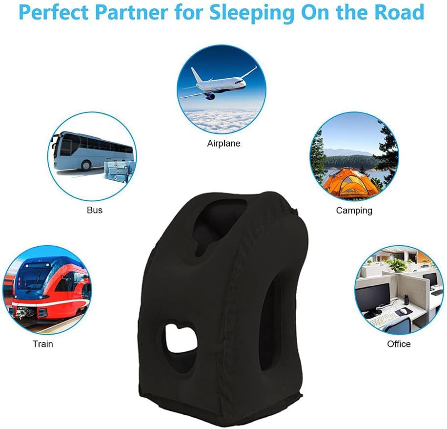 Inflatable Travel Pillows for Airplane, Blow Up Neck Pillow for Sleeping, Airplane Travel Essentials for Long Flight Support Head, Neck and Lumbar, Used for Car/Bus/Train/Office Rest, Adults Kids