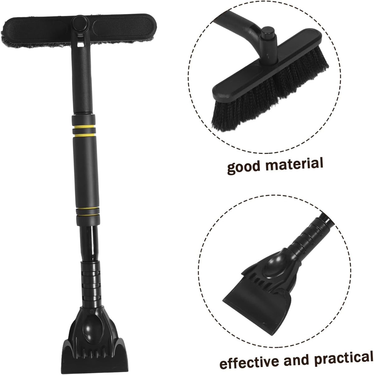 Luxshiny Extendable Snow Brush and Ice Scraper for Cars, Black Plastic