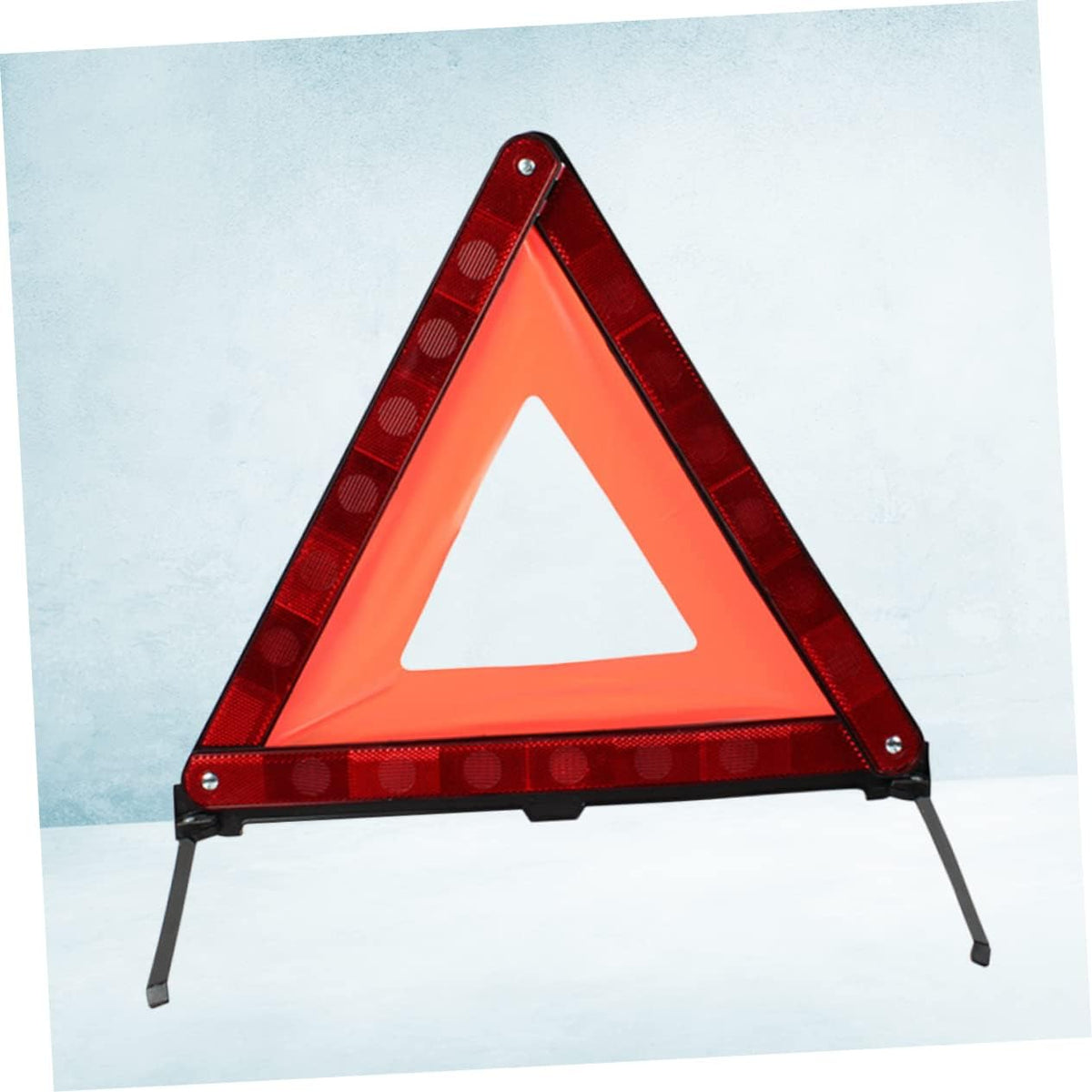 Red Foldable Roadside Hazard Warning Triangle Sign with Weighted Base