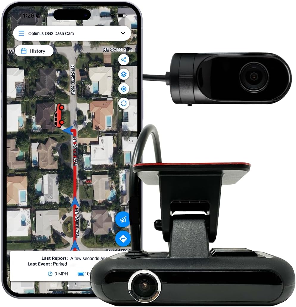 Optimus DG2 Live Dashcam GPS Tracker - 2-Channel Video & Real-Time Alerts