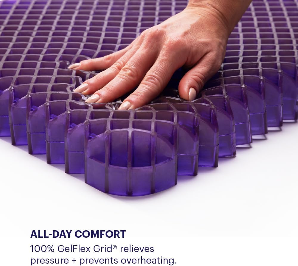 Purple Royal Seat Cushion, Portable 2 Inch Gel Seat Cushion, GelFlex Grid | Handles for Car, Office Chair, Stadium - Pressure-Reducing for Hard Seats, Temperature-Neutral, No-Slip - Made in USA