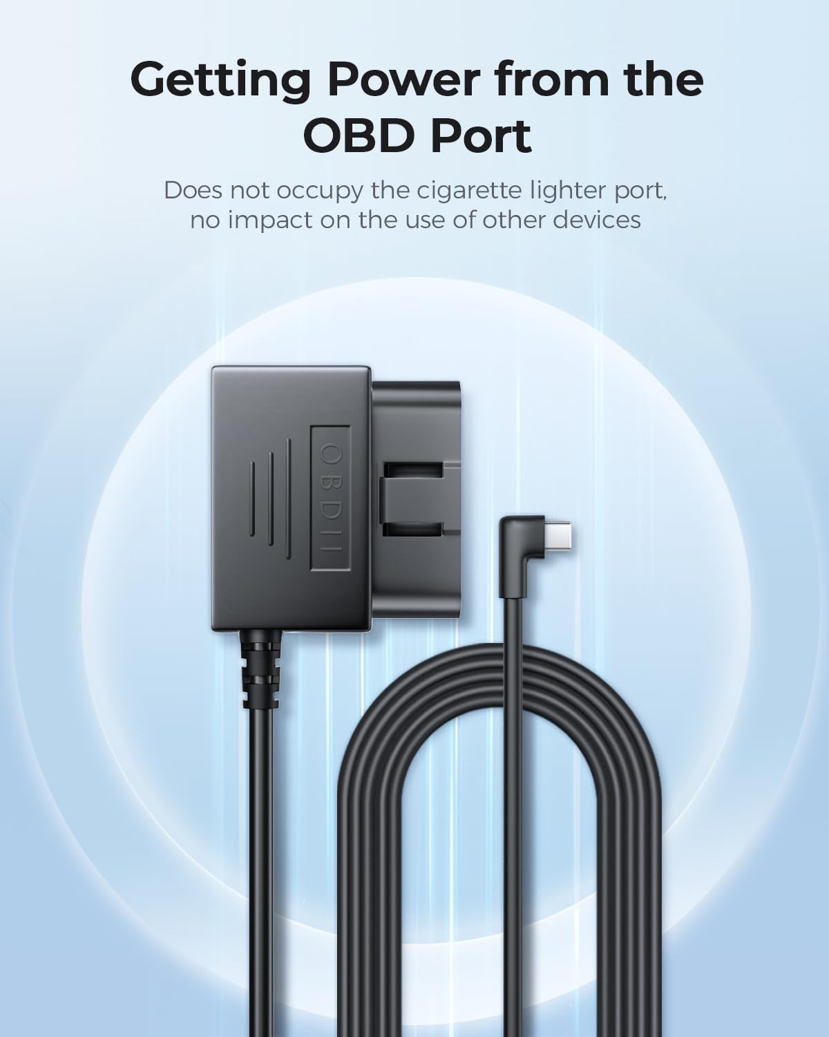 AZDOME Type C Port OBD Hardwire Kit for Dash Cam, Easy to Install, Support Parking Mode, 11FT 12V-24V to 5V Power Cable for Car Camera with Type C Port, Low Voltage Protection (Matte Black)