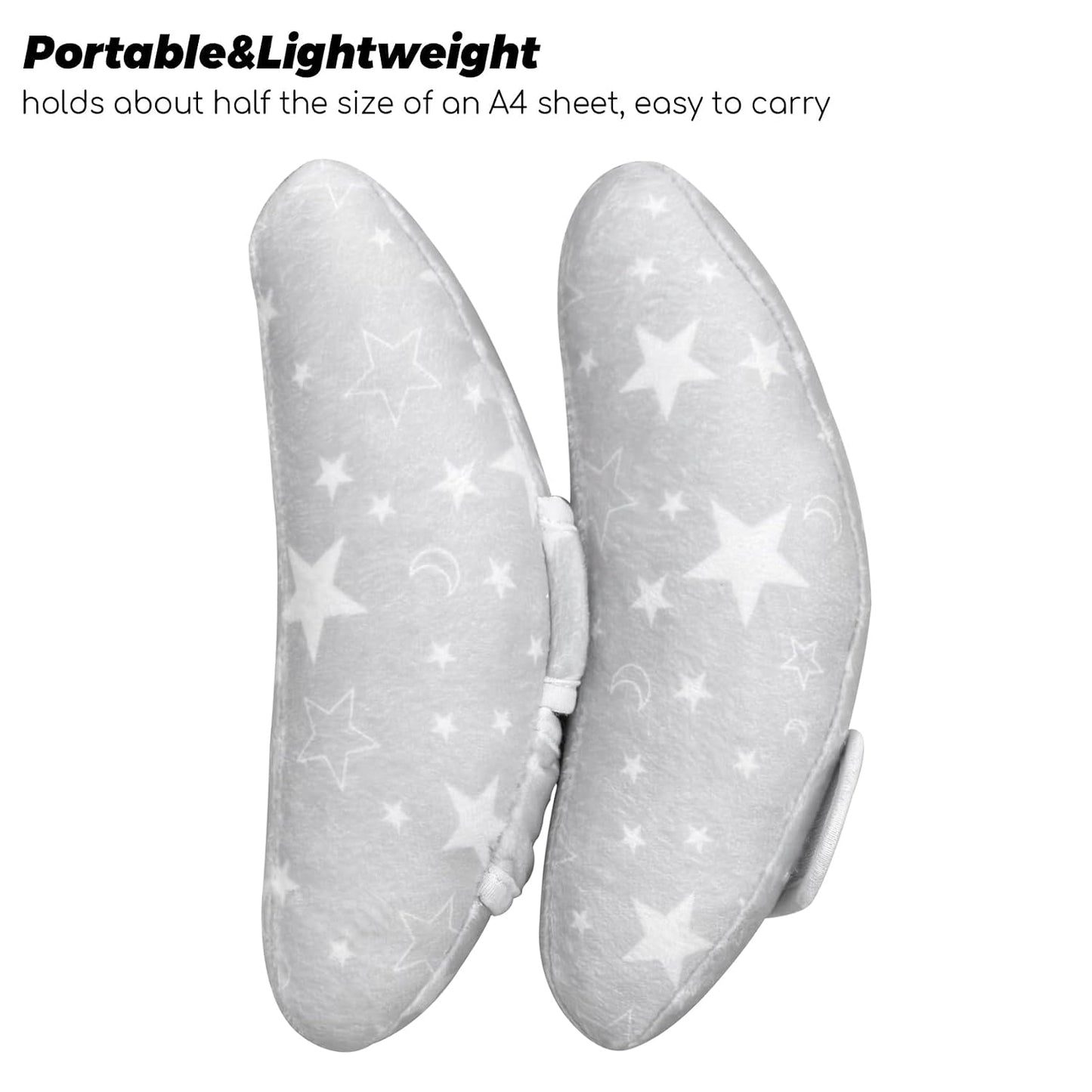 Infant Travel Pillow, Adjustable Baby Head Neck Support Cushion for Car Seat and Stroller - Comfortable and Lightweight Baby Travel Pillow, with Moon and Star Pattern