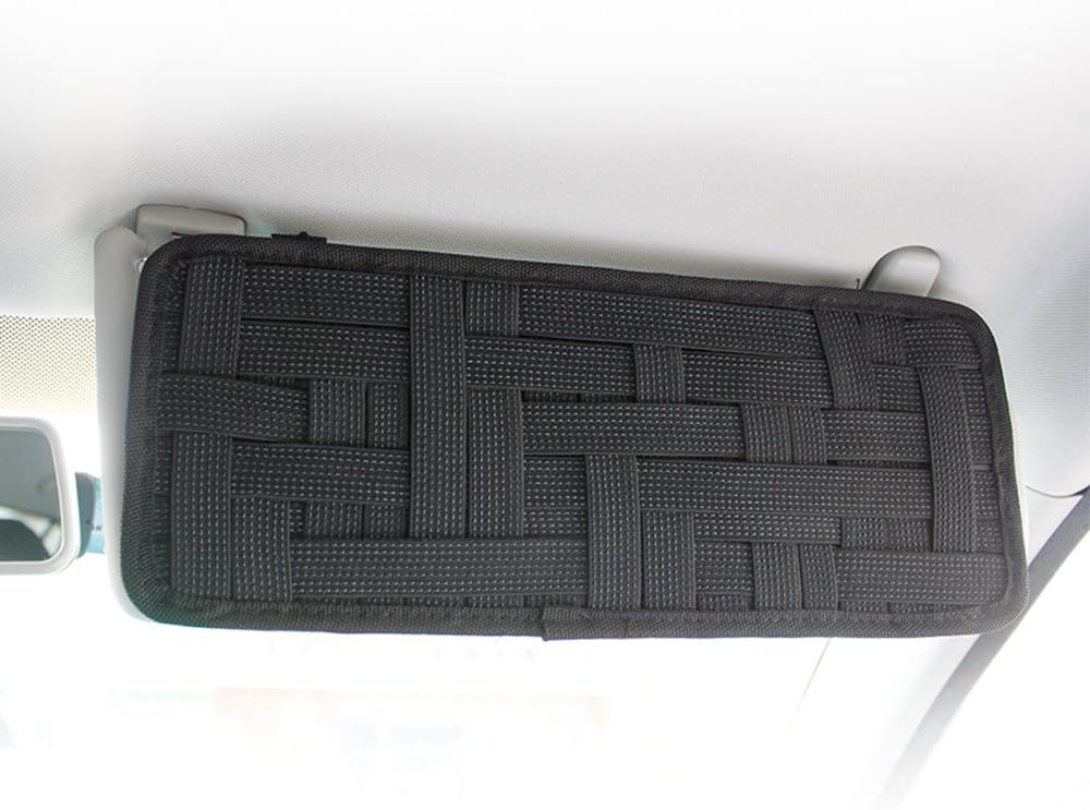 SourceTon 2 Packs Car Sun Visor Organizer, Car Visor Storage Anti-Slip Elastic Woven Board for Sunglass Holder Parking Fuel Card Digital Accessories