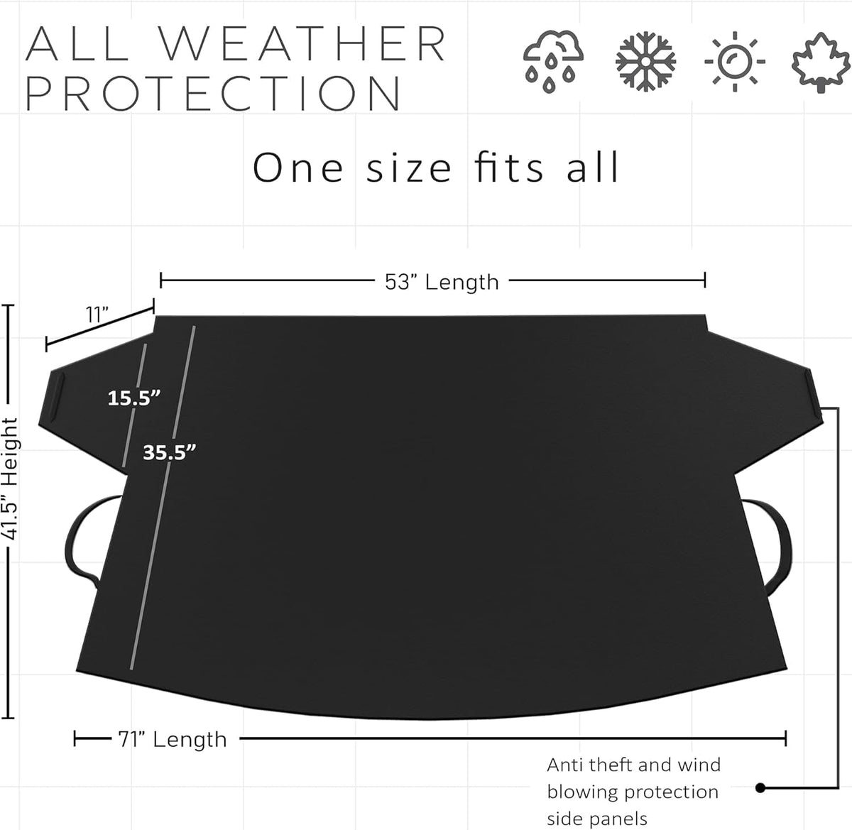 OxGord Windshield Snow Cover Ice Removal Wiper Visor Protector All Weather Winter Summer Auto Sun Shade for Cars Trucks Vans and SUVs Stop Scraping with a Brush or Shovel