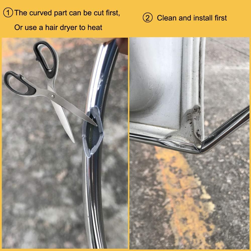 Car Door Edge Guards U Shape Chrome Moulding Trim Protector Silver 10metres