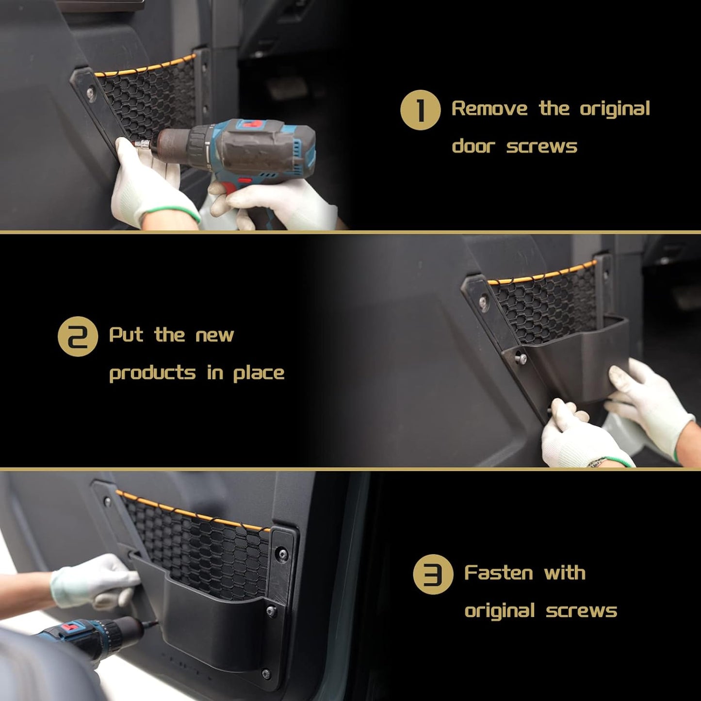 Front Door Storage Pockets Front Door Side Organizer Box Ford Bronco Storage Expansion Interior Accessories, Door Cup Holder, Compatible for Ford Bronco 2021-2025 2/4 doors，2 PCS