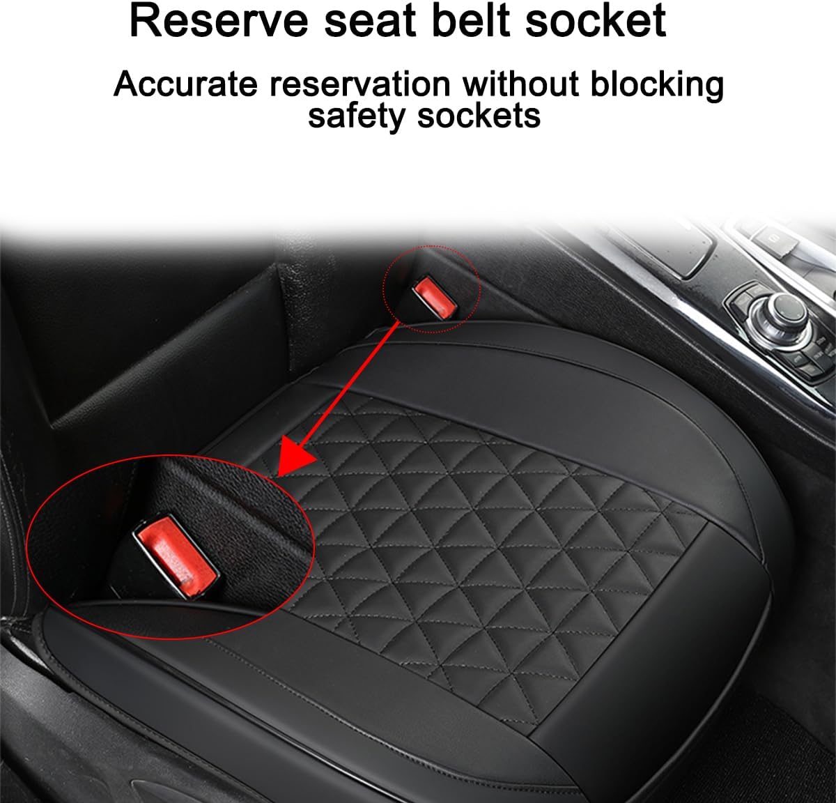 2PCS Leather Car Seat Cover, Front Bottom Seat Protector Pad, Black