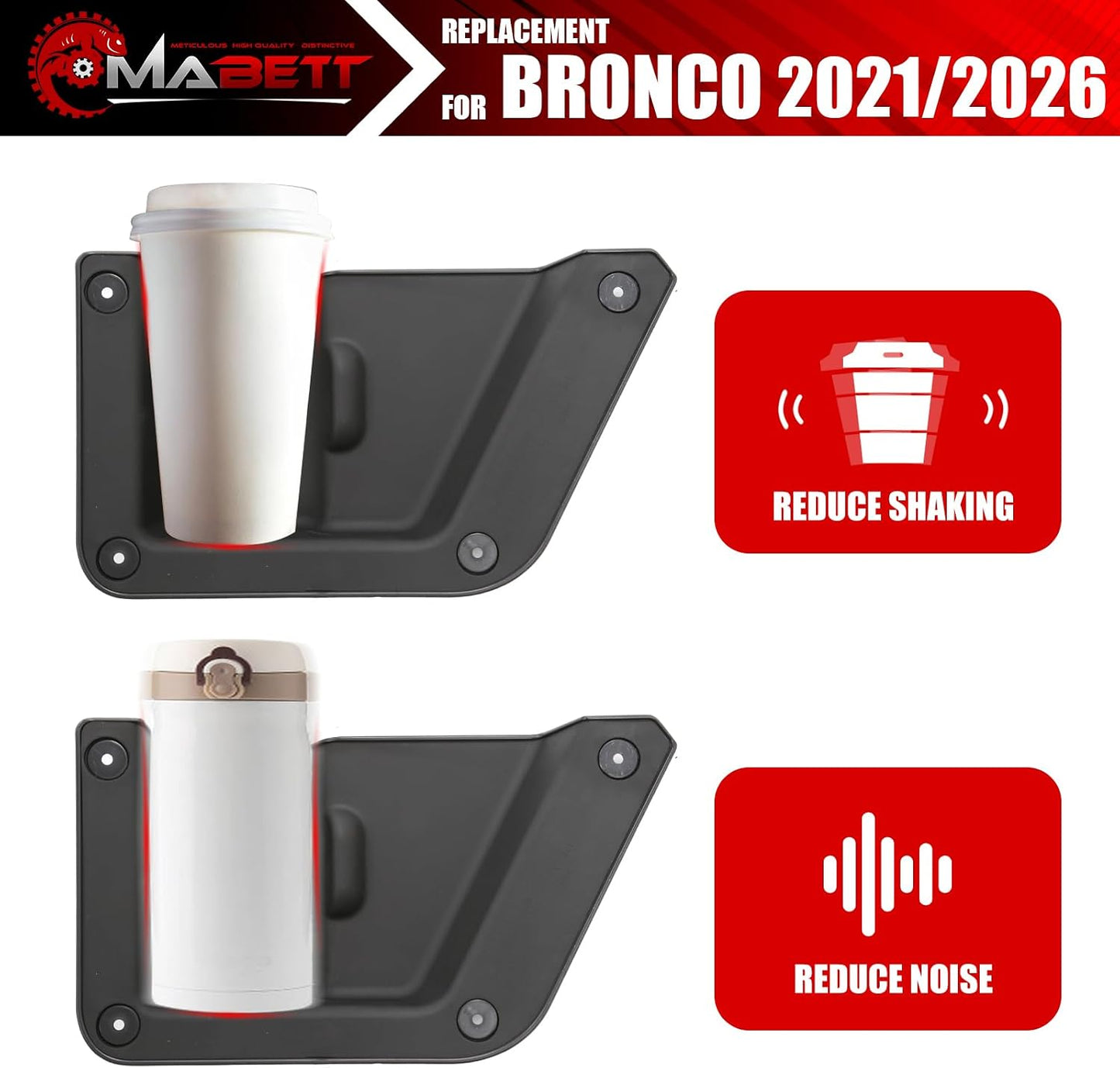 Mabett Rear Door Pocket for Ford Bronco Accessories 2026 2021-2025, Side Door Storage Box fit Bronco 4-Door, Drilling Required, Black