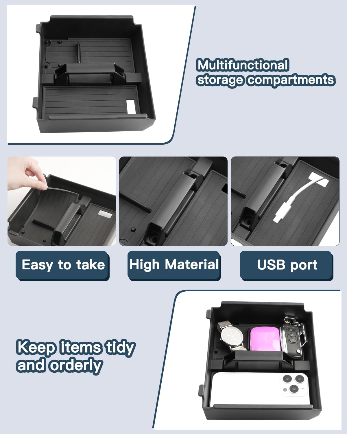 Ruiya 2026 4Runner Center Console Organizer for Toyota 4Runner 2026 Accessories ABS Material Armrest Console Glove Tray Compatible with 2025 2026 Toyota 4Runner 6th Gen Interior Accessories