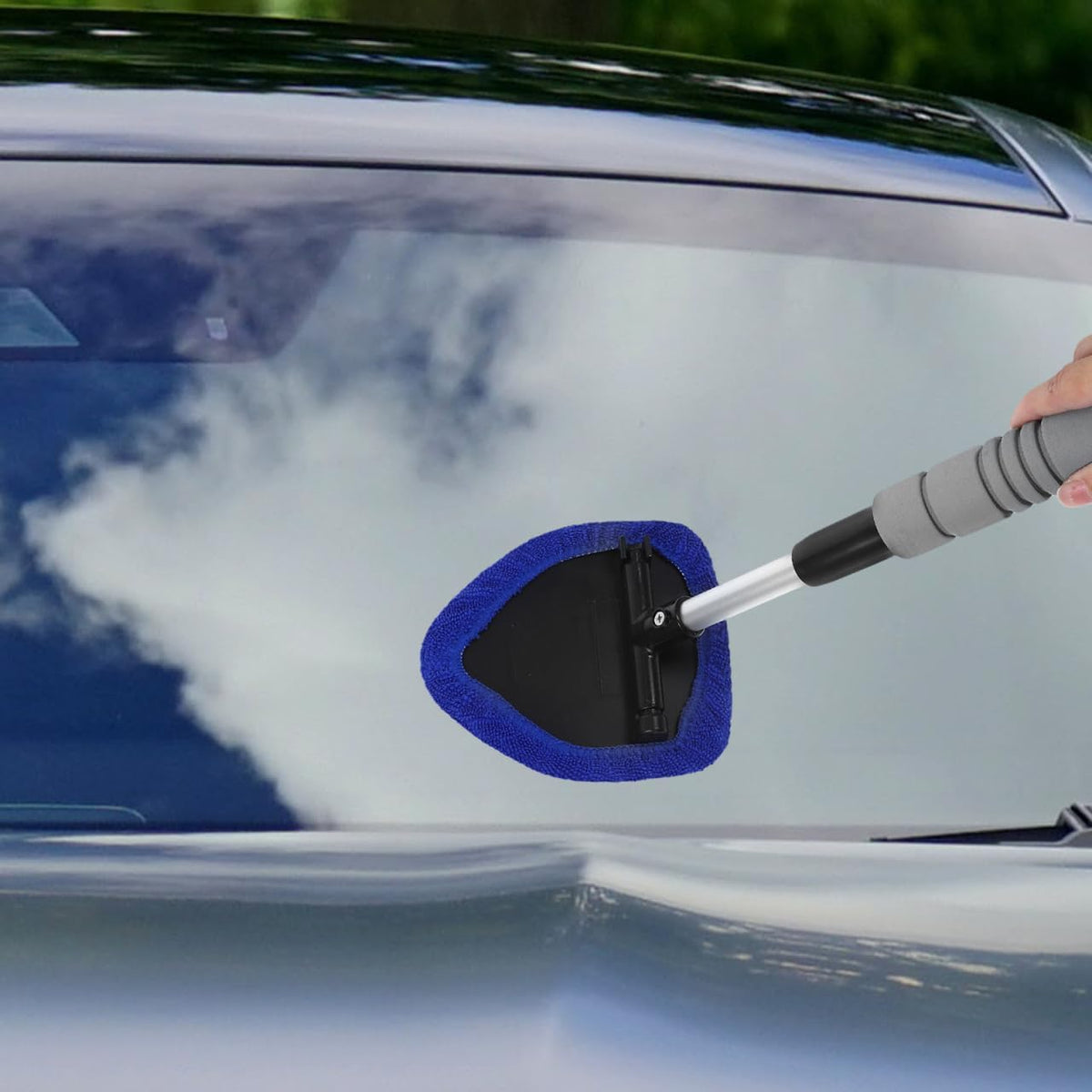 PRETYZOOM Glass Cleaning Brush Adjustable Pole Blue