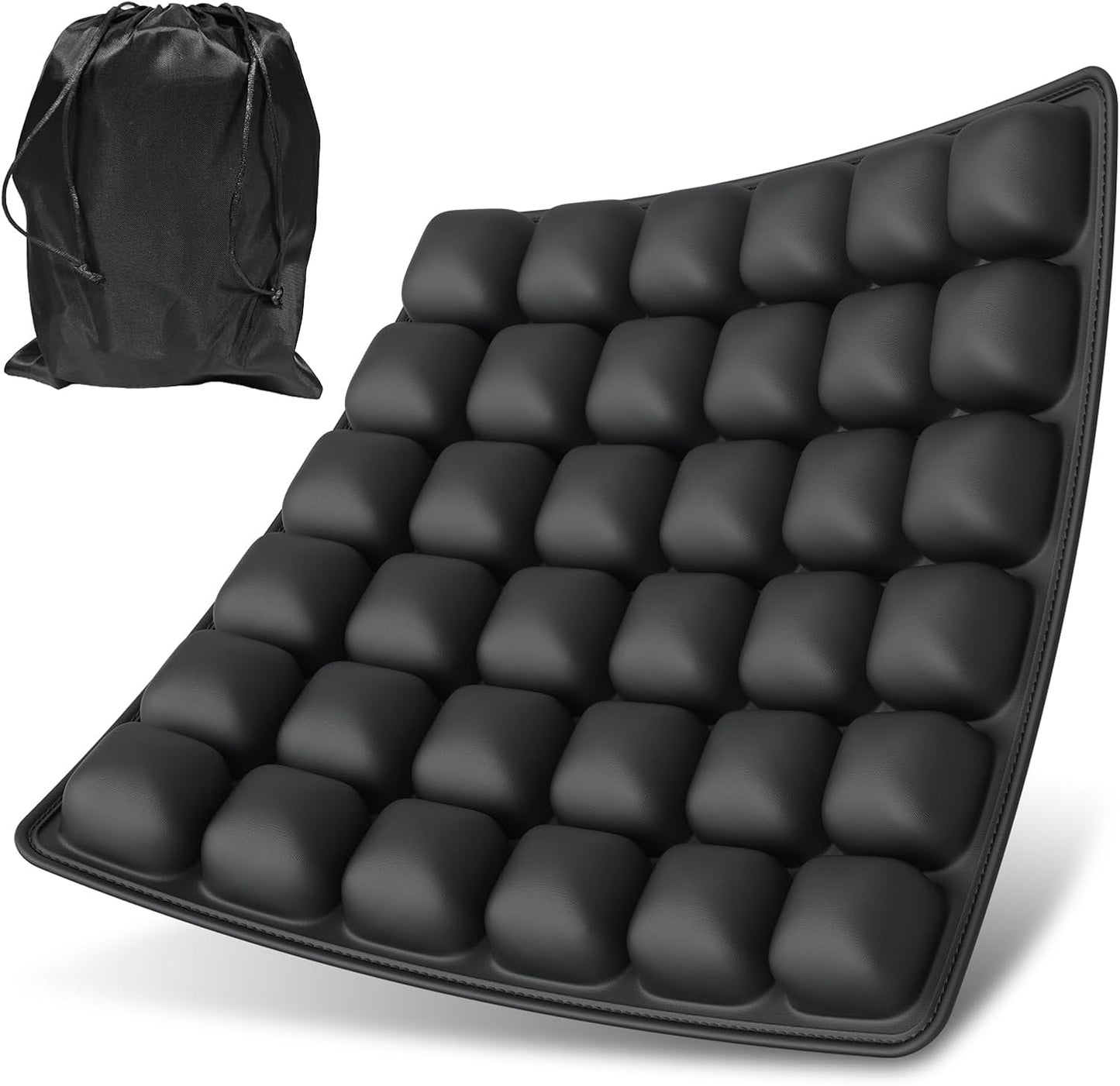 Airplane Seat Cushion for Long Flights, Inflatable Travel Seat Cushion with Built-in Pump, 36 Air Cell Portable Seat Pad, Foldable Non-Slip Cushion for Plane, Office Chair, Car, Stadium (Black)