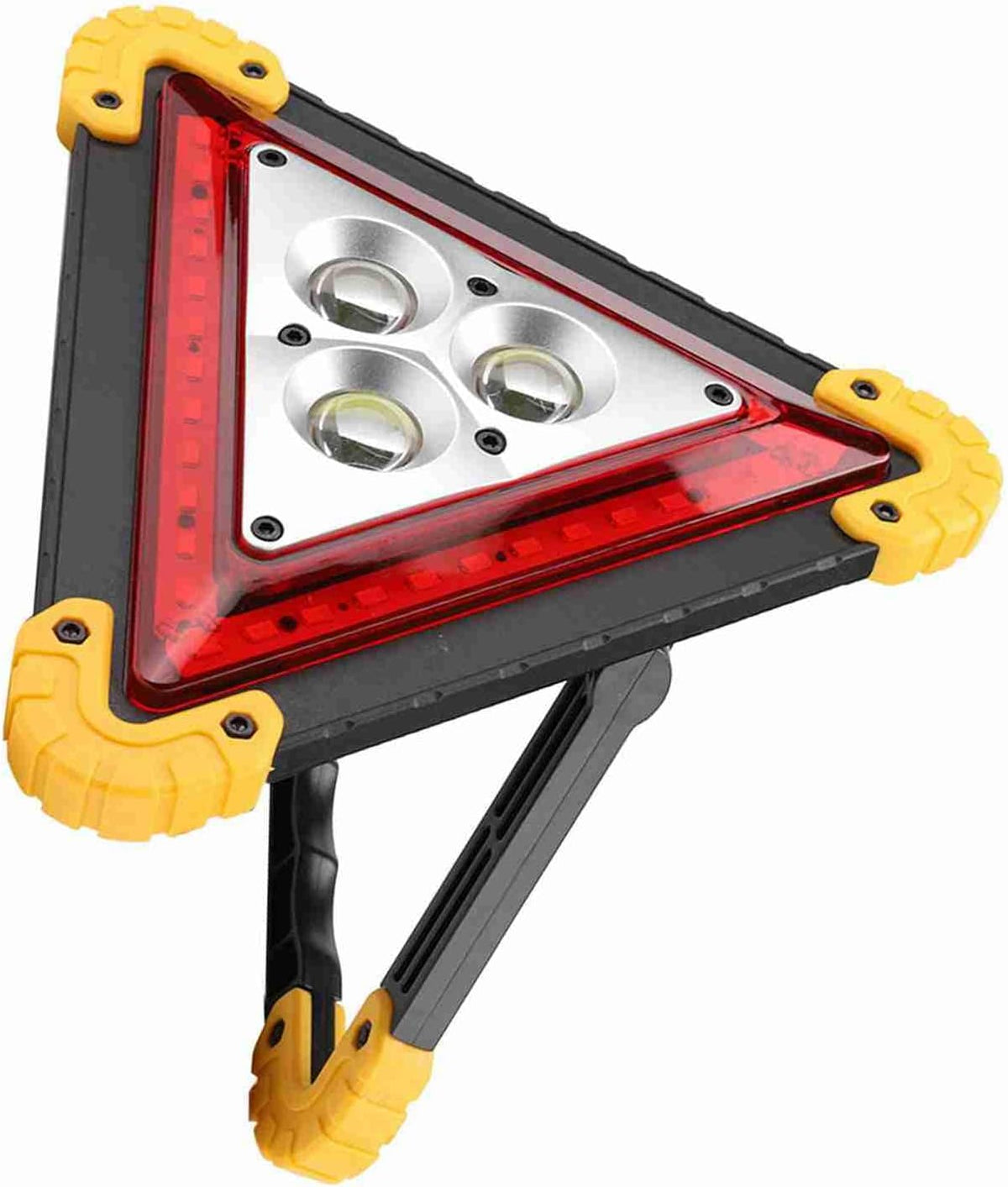 Warning Triangle Emergency Triangle Roadside Safety 30W LED Warning Light Red Flashing USB Rechargeable Portable with 3 COB 36 Lamp Beads for Car Breakdown