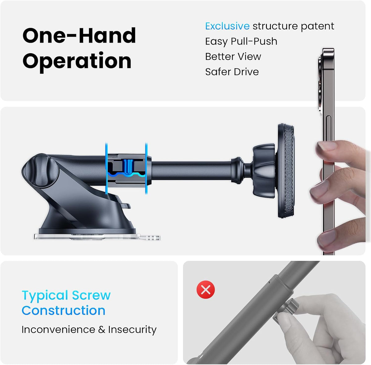 APPS2Car Magnetic Phone Mount for Car, Dashboard & Windshield Suction Cup