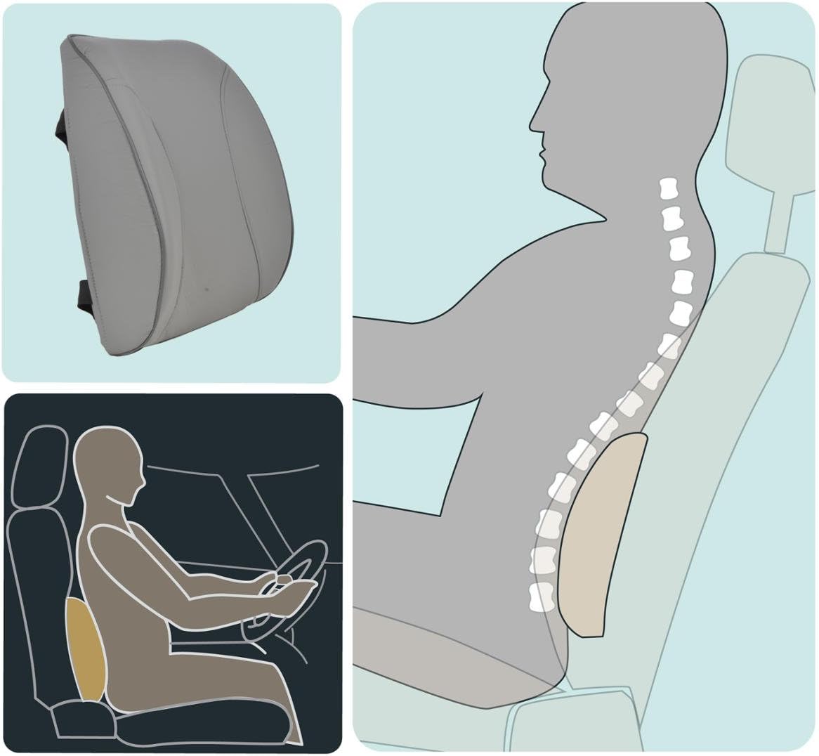 BDK BS-300-GR Durable Foam Lumbar Support 3D Balanced Firmness Cushion-Lower Back Pain Relief-Best for Office Chair, Car Seat, Recliner, Gray