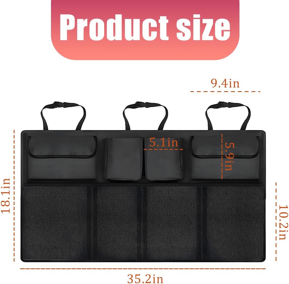 Mandark Car Trunk Organizer, Space Saving Vehicle Backseat Hanging with 8 Large Pockets, Automotive Interior Cargo Organization Storage Bag Accessories, Universal for SUV, Truck, Van