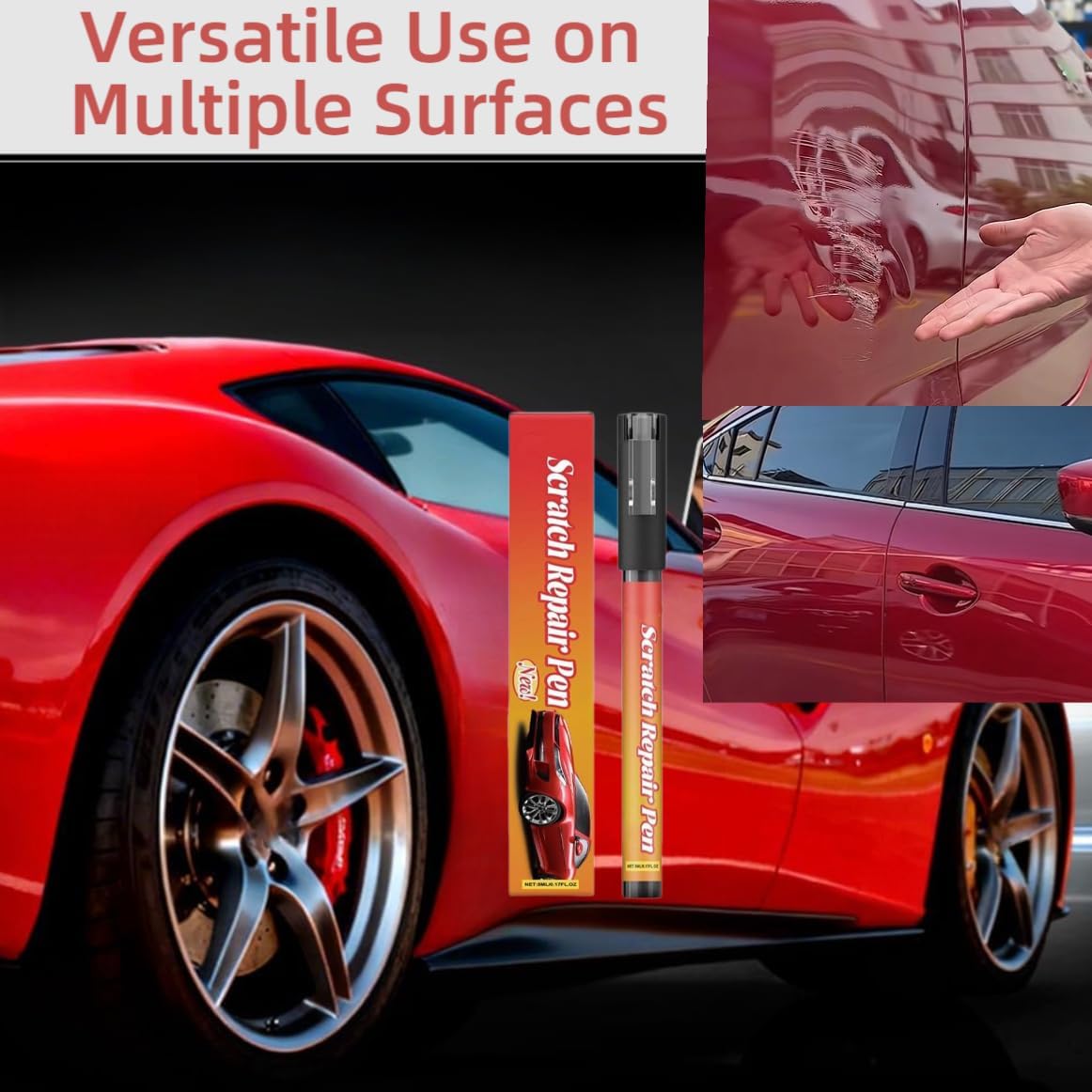 (2PC) Weatherproof Magic Car Scratch Removal Pen & Auto Paint Repair Brush Kit - Clear Fix Touch Up Paint for All Car Colors, Professional Scratch Remover for Vehicles