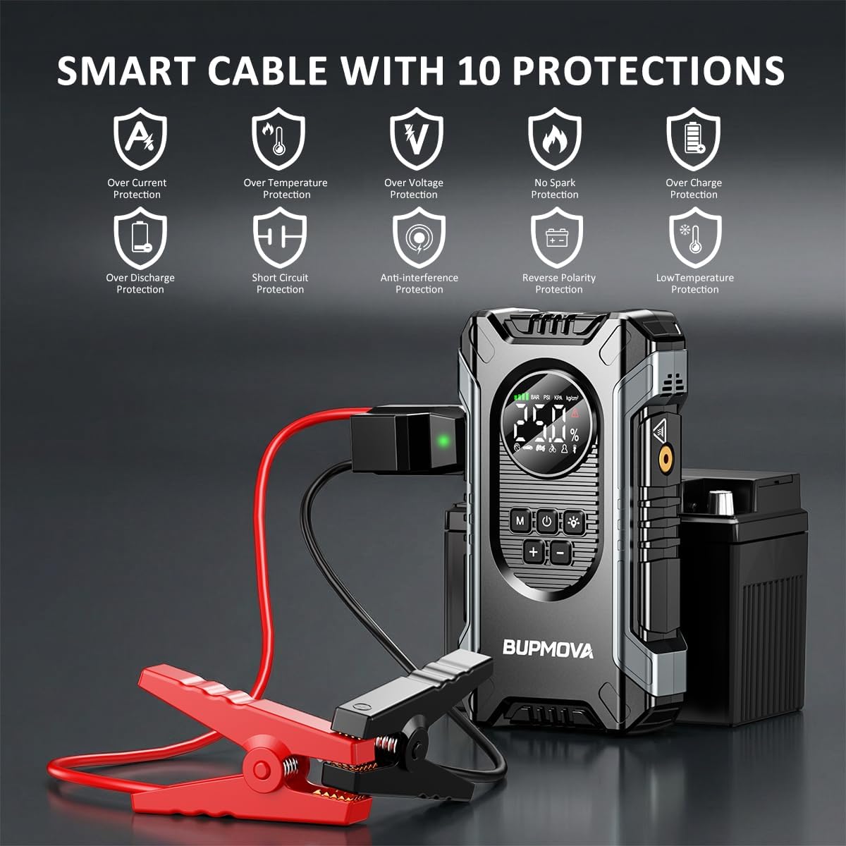 8000A Portable Car Battery Jump Starter with Air Compressor 150PSI