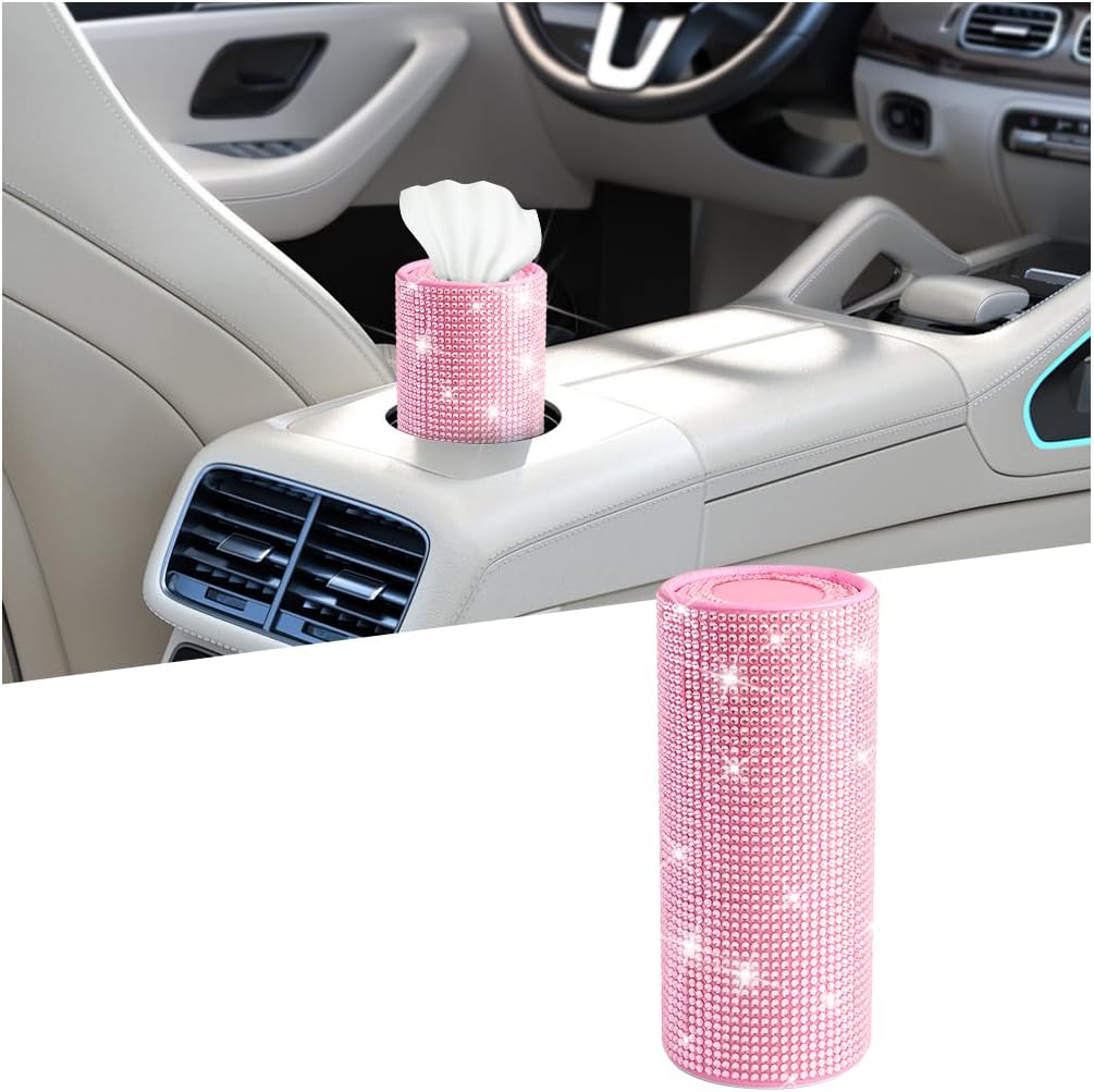 Rhinestone Car Tissue Dispenser for Interior, Black