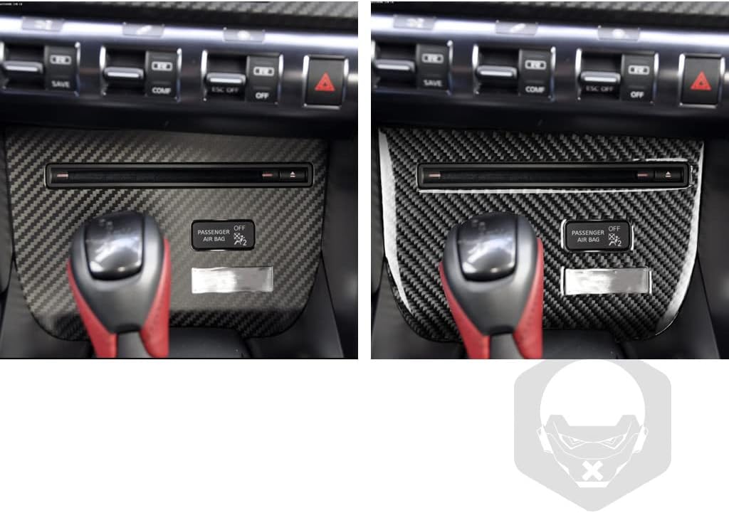 Carbon Fiber Car CD Player Control Panel Bluetooth Multimedia Audio Player FM Transmitter Decoration Decads Car Accessories Compatible with Nissan GTR R35 2008-2016 Black Type-A