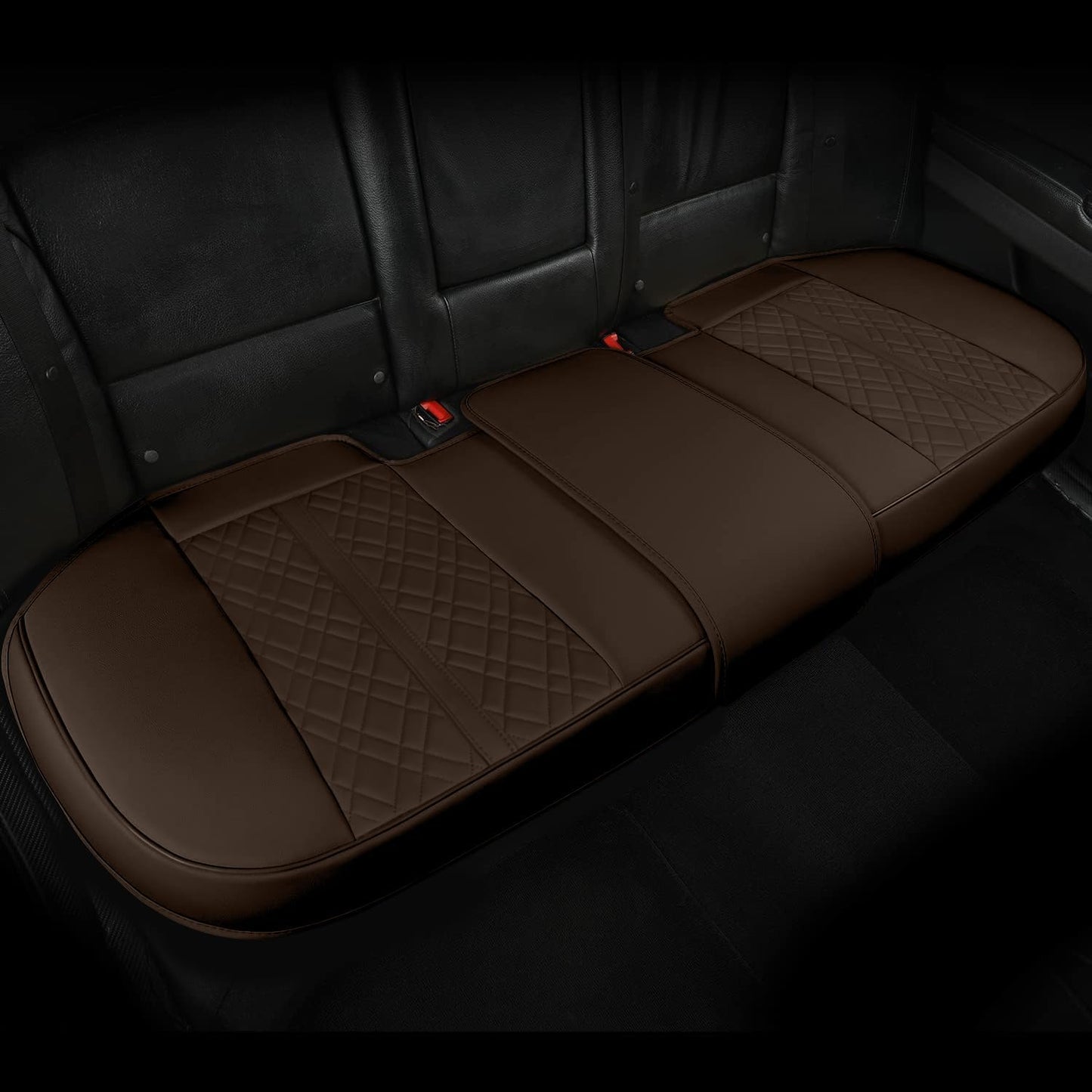 SanQing Car Seat Cover for Front Car Seat Bottom,Premium PU Leather Seat Cushion Protector Without Backrest with Storage Pocket,Full Wrapping Edge Works with Sedan SUV Pickup Minivan (Beige)