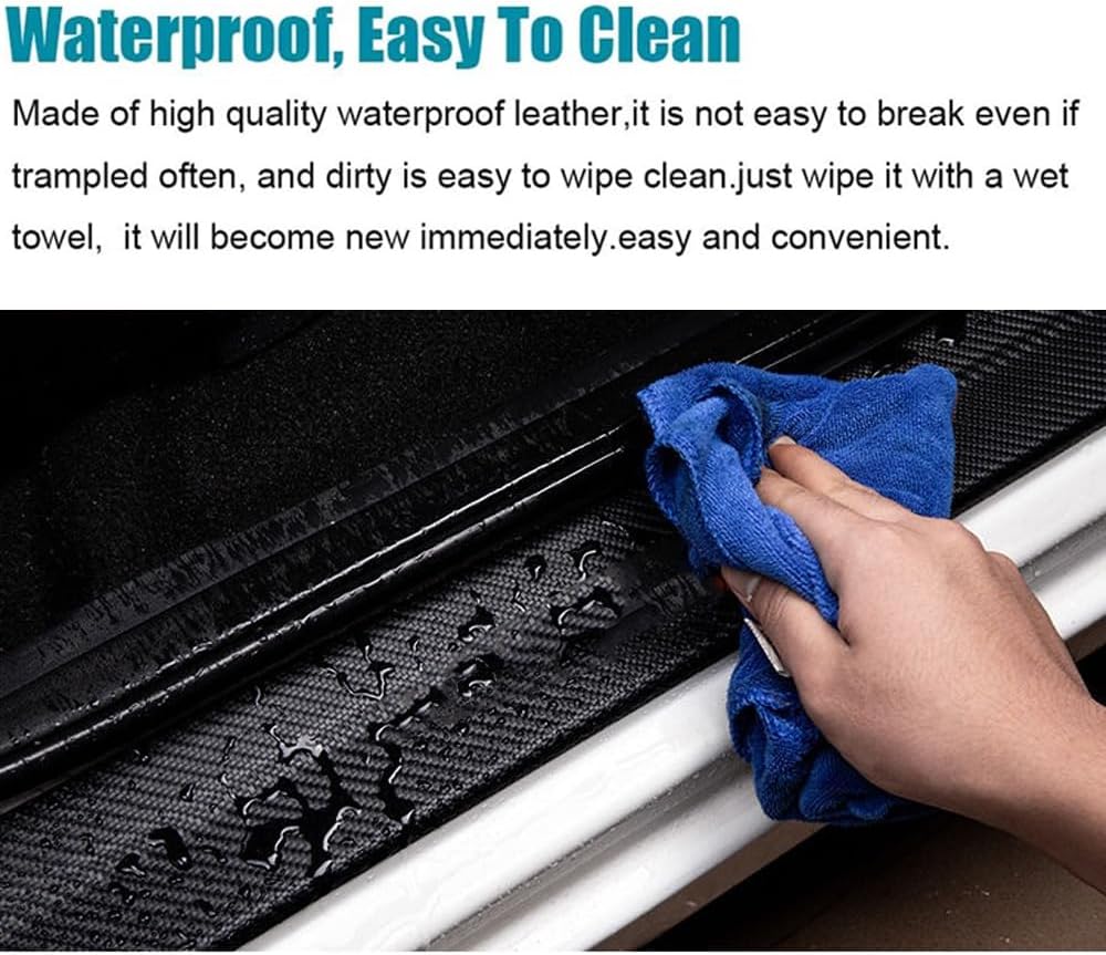 LEXLEY,with Versa Logo for Nissan 2020-2025 Versa Carbon Fiber Style Leather Door Sill Protector Anti-Dirty Scuff Plate Cover Guard Sills Protector Trim,Welcome Pedal Protect 4PCS -Blue