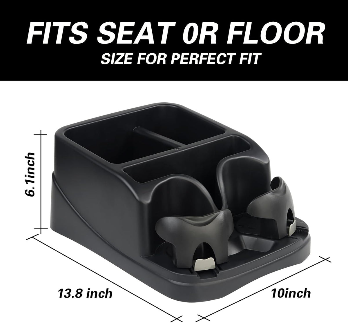 Center Console Organizer,Automotive Consoles Organizers and Storage with 2 Adjustable Cup Holders,Back Bench and Front Seat or Floor Middle Console Universal for Car Truck RV Van SUV (Black)