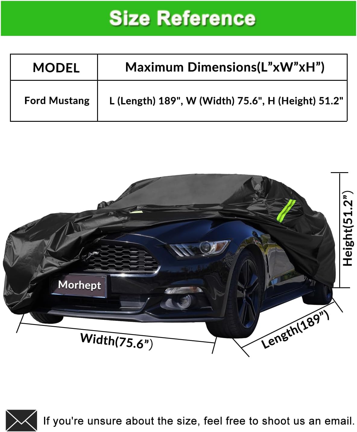 Car Cover Custom Fit for Ford Mustang 2005-2026, Waterproof All Weather GT Cover Outdoor Dustproof Shelby Coupe Cover with Door Zipper Black